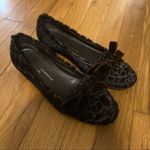 Attilio Giusti Leombrunj giraffe print brown calf hair flats with bow